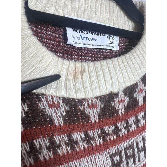 Snoopy's World's Greatest Vintage Unisex Rah Rah Rah Sweater Size Large Red Gray - Picture 2 of 11